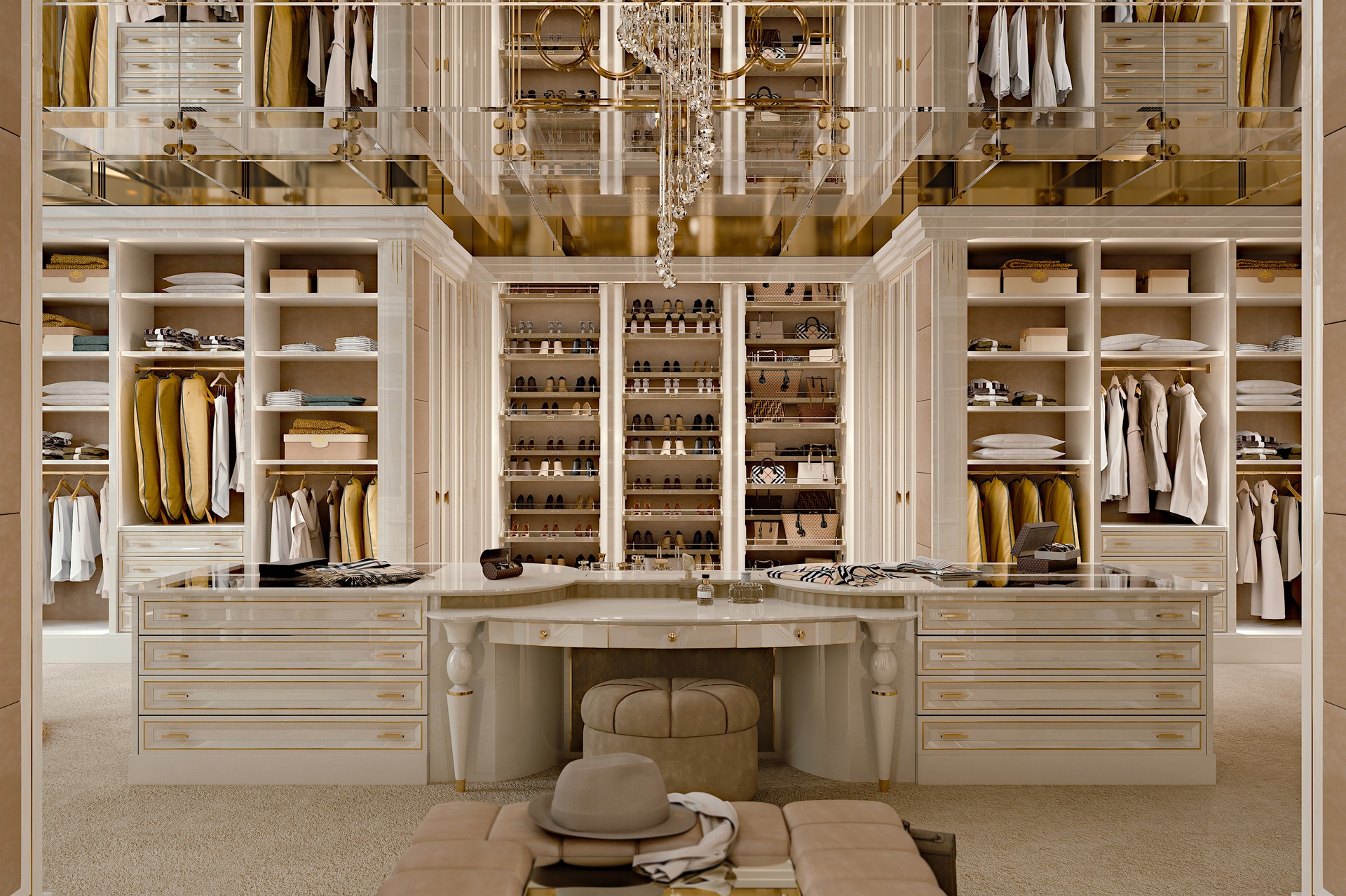 Transitional modular wardrobe system by Modenese